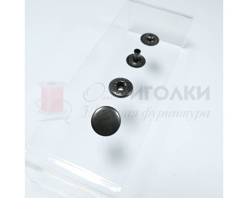 Кнопки с инструментом для установки Альфа шир.15 мм арт.ССТ520-5 цв.темный никель уп.15 шт